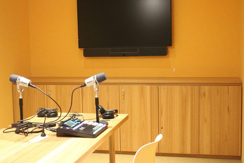 Podcast Studios and microphones set up