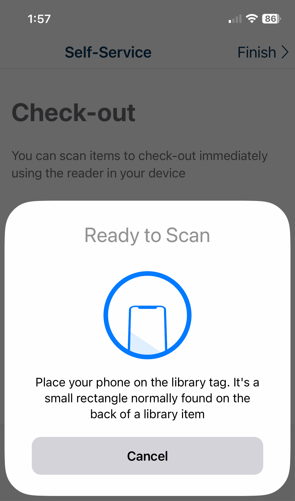 Contactless self serve checkouts on the Sutherland Shire Libraries App