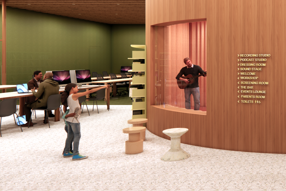 Man playing guitar in Live Room