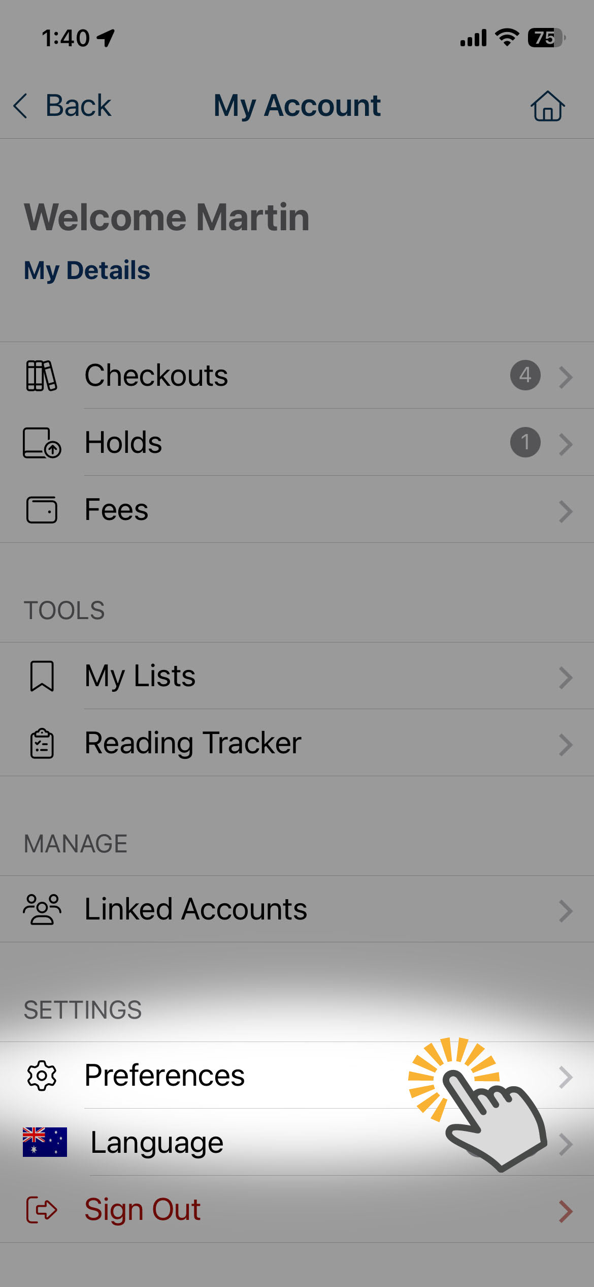 tap on Preferences in your Account