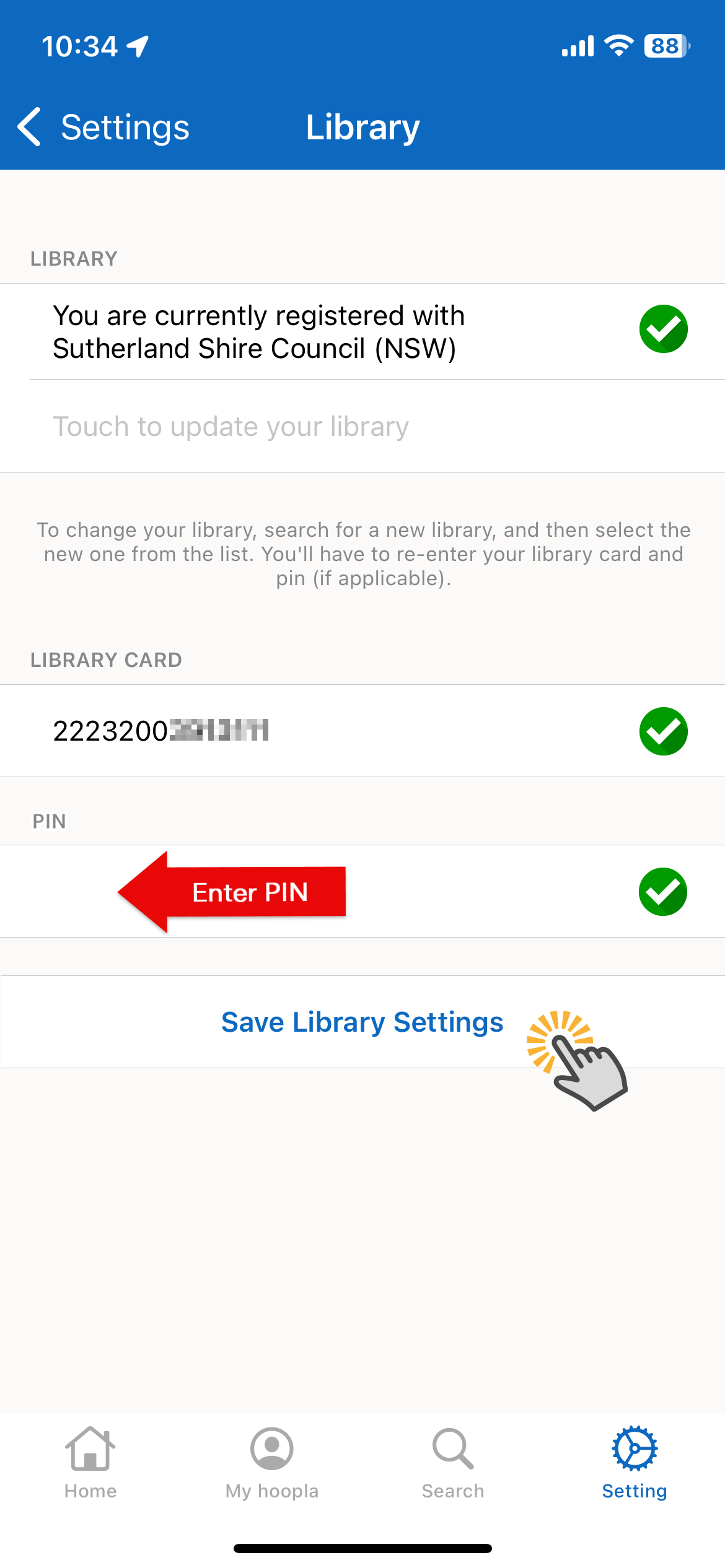 Step 3: Enter your library card number and PIN